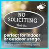 image:imageExcelMark No Soliciting Window Stickers  3 x 7 Transparent Vinyl Sticker Sign  Select From Sticky Front or Sticky Back For Interior or Exterior Use  Pack of 3 InteriorBlackWhite Oval