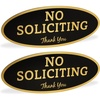 image:imageExcelMark No Soliciting Window Stickers  3 x 7 Transparent Vinyl Sticker Sign  Select From Sticky Front or Sticky Back For Interior or Exterior Use  Pack of 3 InteriorBlackGold Oval