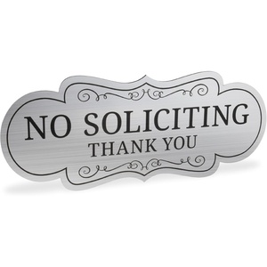 image:imageExcelMark No Soliciting Window Stickers  3 x 7 Transparent Vinyl Sticker Sign  Select From Sticky Front or Sticky Back For Interior or Exterior Use  Pack of 3 InteriorSilverBlack Designer