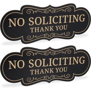 image:imageExcelMark No Soliciting Window Stickers  3 x 7 Transparent Vinyl Sticker Sign  Select From Sticky Front or Sticky Back For Interior or Exterior Use  Pack of 3 InteriorBlackGold Designer