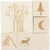 image:imageExcelMark Winter Outdoors  Engraved Wood Rubber Stamp Set  6 Pieces
