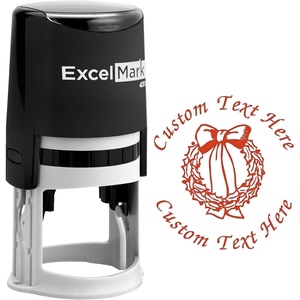 image:imageExcelMark Custom SelfInking Christmas Rubber Stamp  Wreath  Red Ink