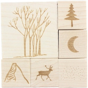 image:imageExcelMark Winter Outdoors  Engraved Wood Rubber Stamp Set  6 Pieces